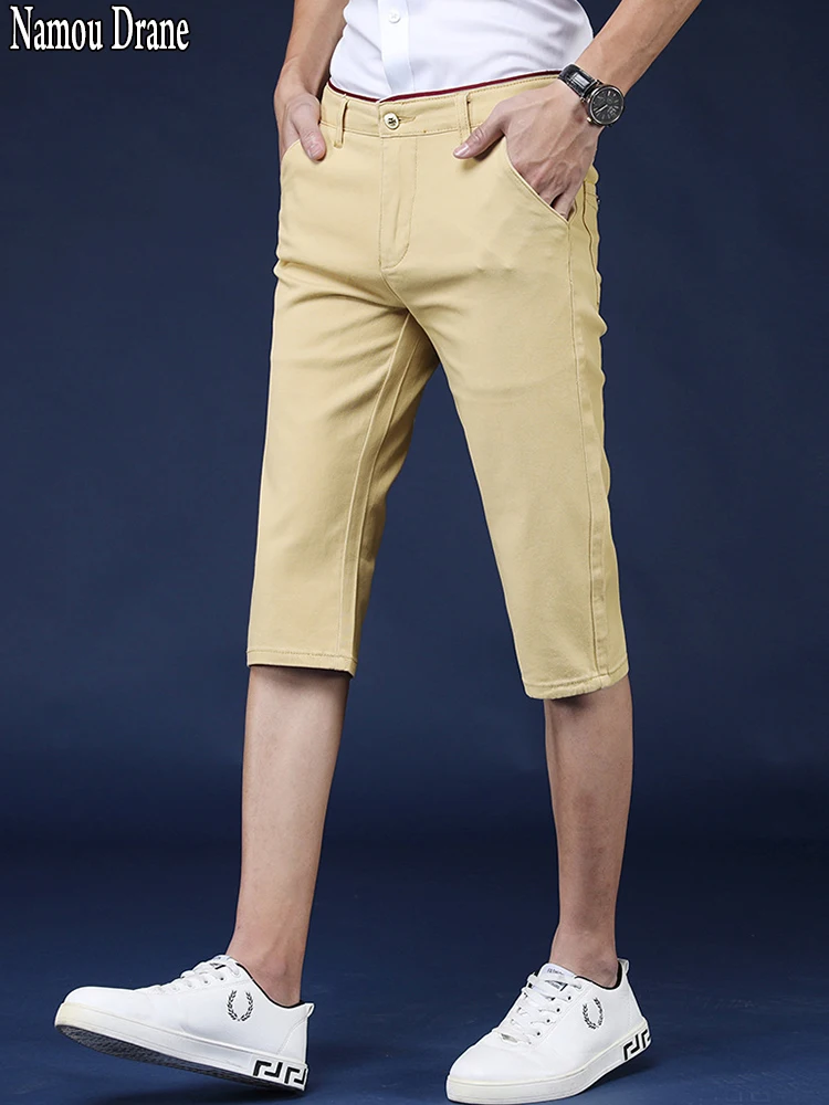 

2023 Summer Thin Men's Casual Shorts Men's Korean Version Slim Seven Points Pants Men Loose Straight Trend In Pants Breeches