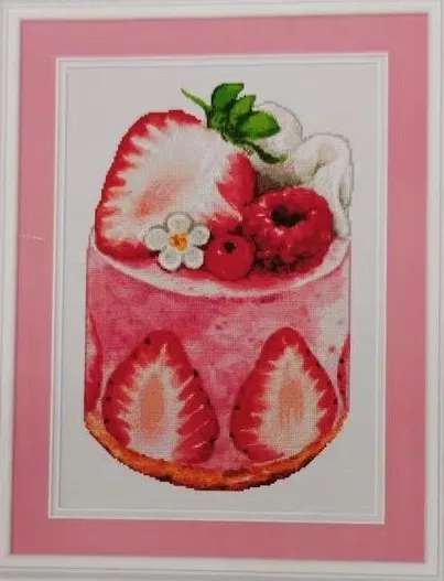 

Strawberry Cake Embroidery Cross Stitch Kits, Cotton Canvas, DIY Craft, Needlework, High-Quality, 38-53