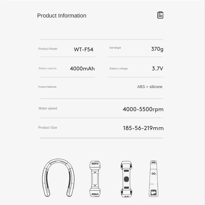 Фото Портативный вентилятор для шеи HGHO, перезаряжаемый через USB, безлопастной, 4000 мАч, с полупроводниковым охлаждением, бесшумный, для лета - синий №4