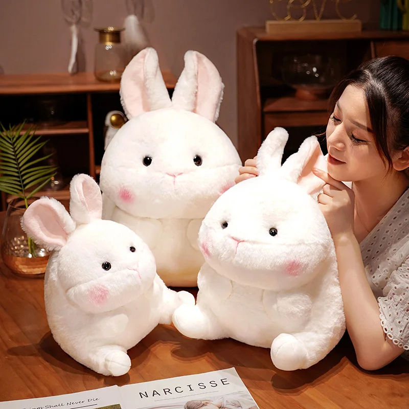 

30-50cm Kawaii Bunny Peluche Toys Lovely White Fat Rabbit Plushie Pillow Comforting Chair Cushion Appease Dolls for Children