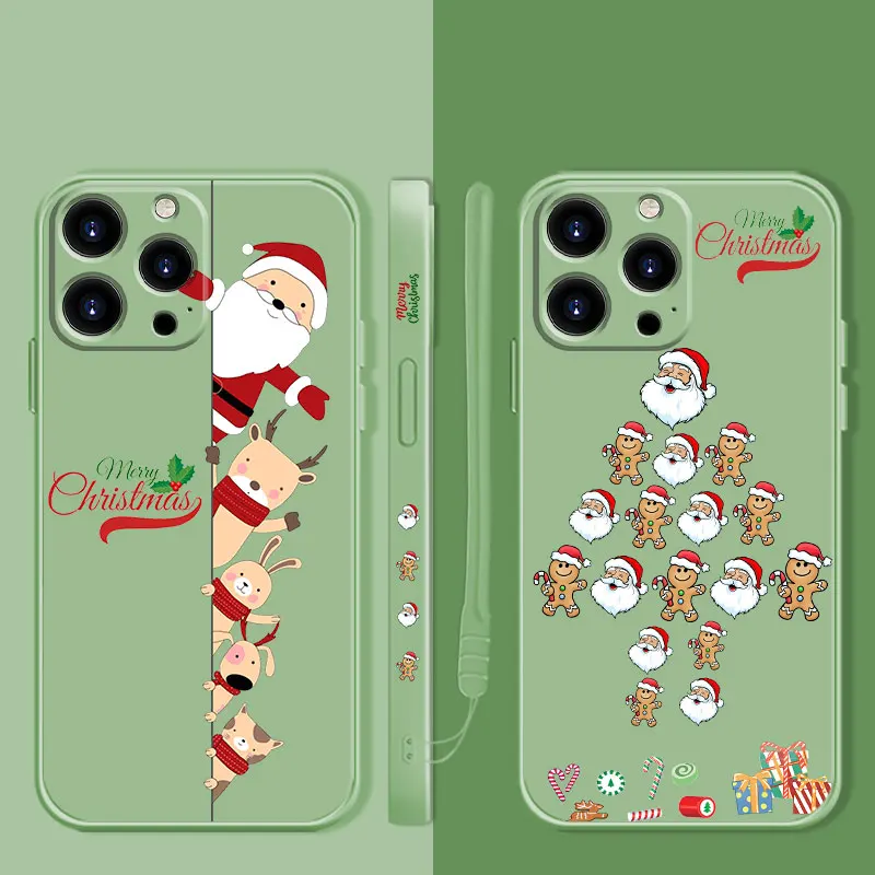 

Christmas Santa Claus Sugar Cookies Liquid Phone Case For Apple iPhone 14 13 12 11 Pro Max 13 12 Mini XS XR X 7 8 6 6S Plus