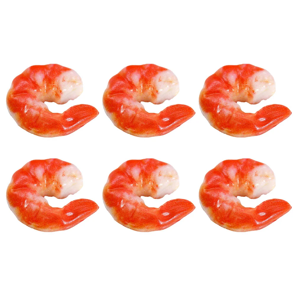 

6Pcs Simulation Shrimp Artificial Shrimp Meat Figurine Decor Shrimp Model Simulation Foods