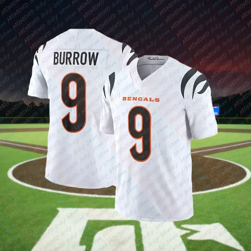 Мужская Футболка Для Регби Bengals Joe Burrow # 9. Высококачественная Дышащая