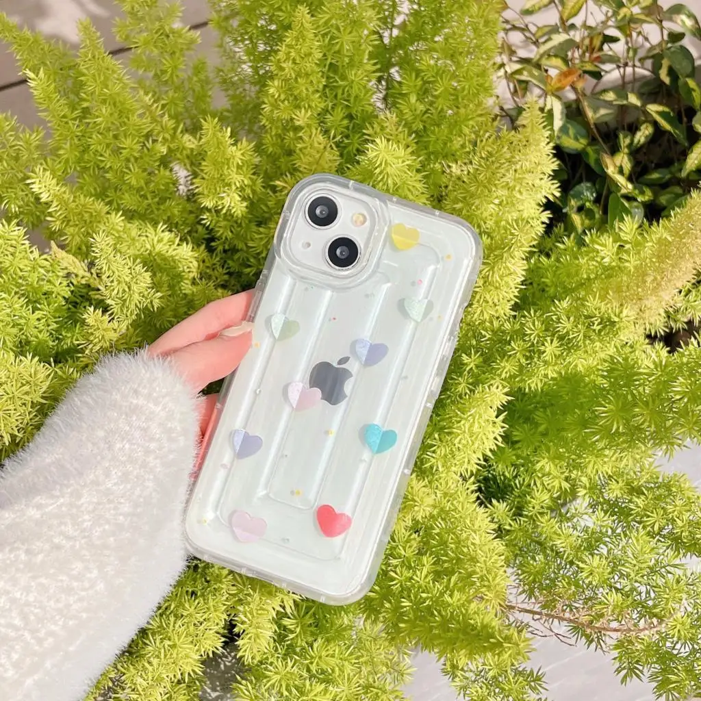 Shockproof Simple Cartoon Transparent Phone Case For IPhone 14 13 12 11 Pro Max Case Love Cute Art Sweet Girls Soft Cover
