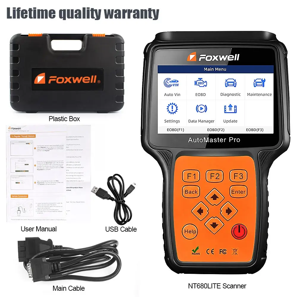 

Foxwell NT680 Pro / NT680 Lite / NT680 All System OBDII Diagnosis with Special Functions Update Foxwell NT650 Elite NT630 Plus
