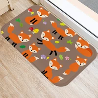 fox pattern kitchen bath entrance door mat coral velvet carpet rubber indoor floor mats doormat anti slip rug home decor 48054
