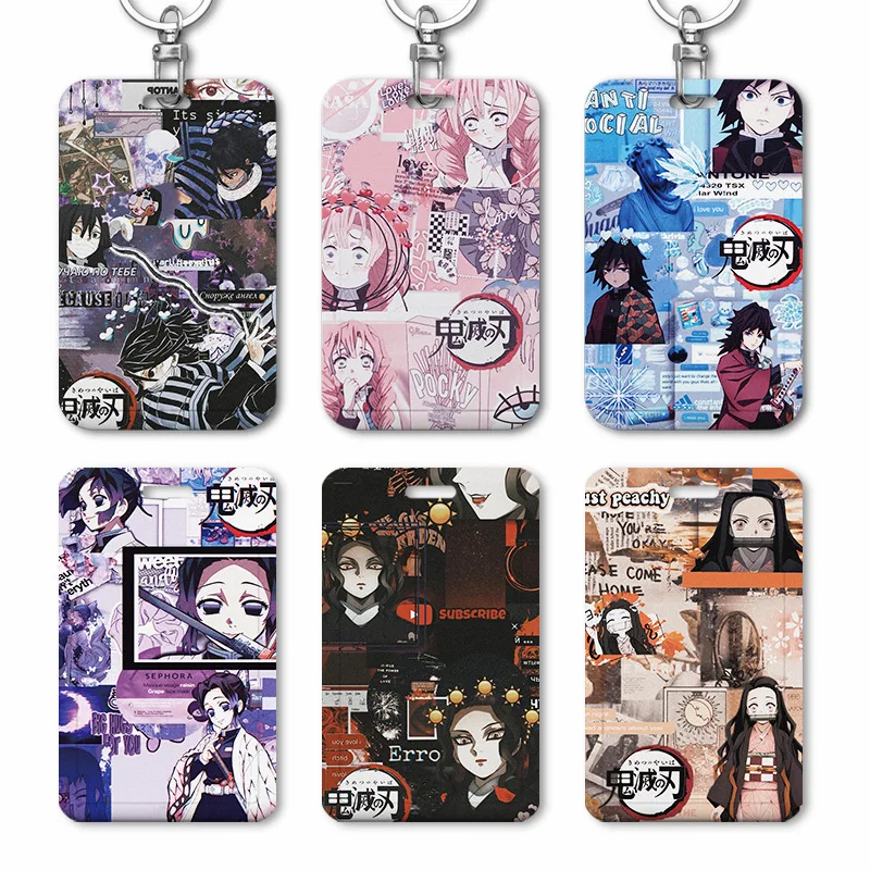 

Demon Slayer Cartoon Anime Key Chain Student Meal Protection Campus Keychain Lovers Rope Subway Card Control Keyring