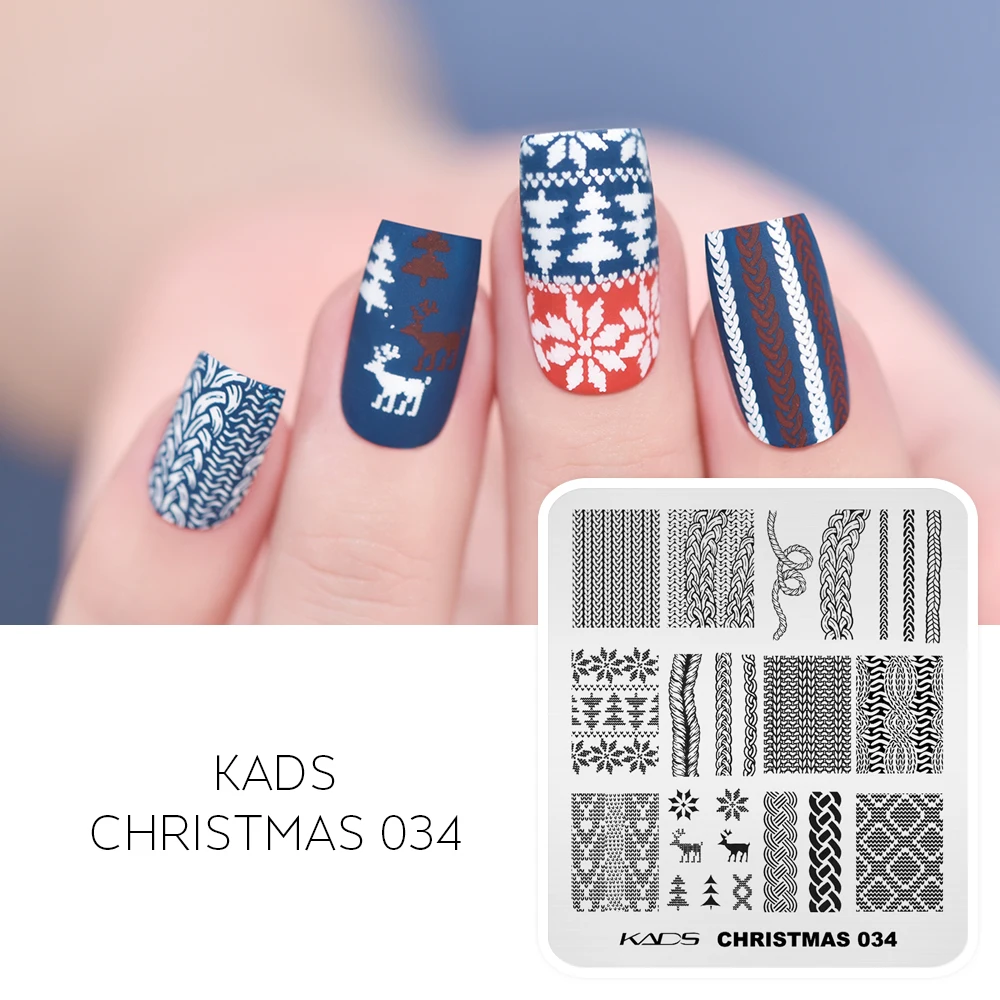 

KADS Christmas 034 Nail Stamping Plate Knitting Patterns for Scarf & Sweater Design Nails Stamp Stencil Manicure Template Tool