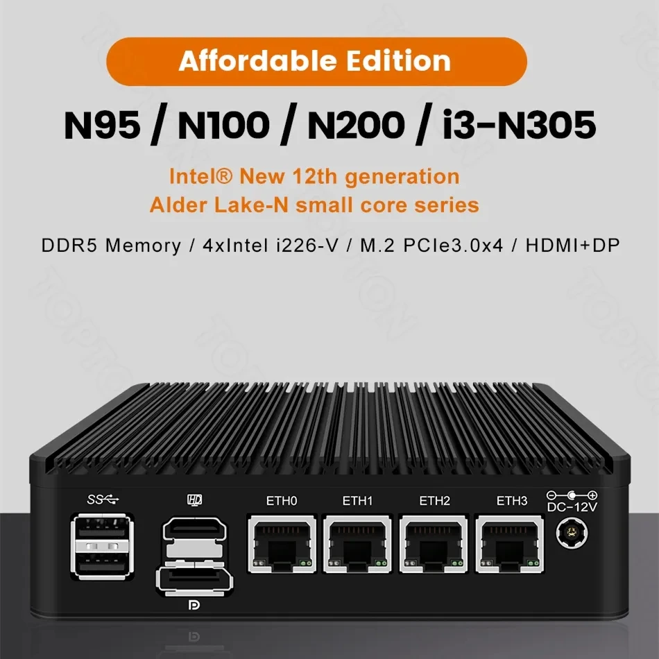 

Topton Fanless Mini PC X2C Affordable Edition 12th Gen Intel i3 N305 N100 DDR5 2*PCIE 4xi226-V 2.5G Proxmox Host Firewall Router