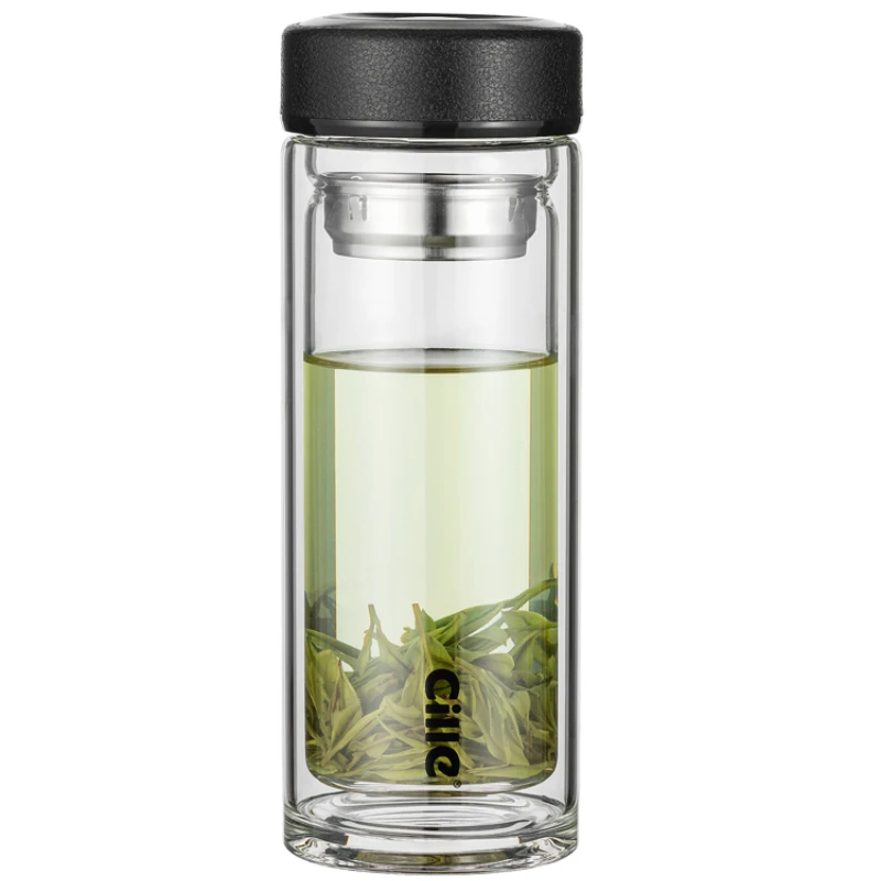 

Portable Insulated Double Wall Glass Drink Cup Tea Cup Waterbottle Water Glass Teacup Mason Jar with Lid Copas De Vino Drinkware