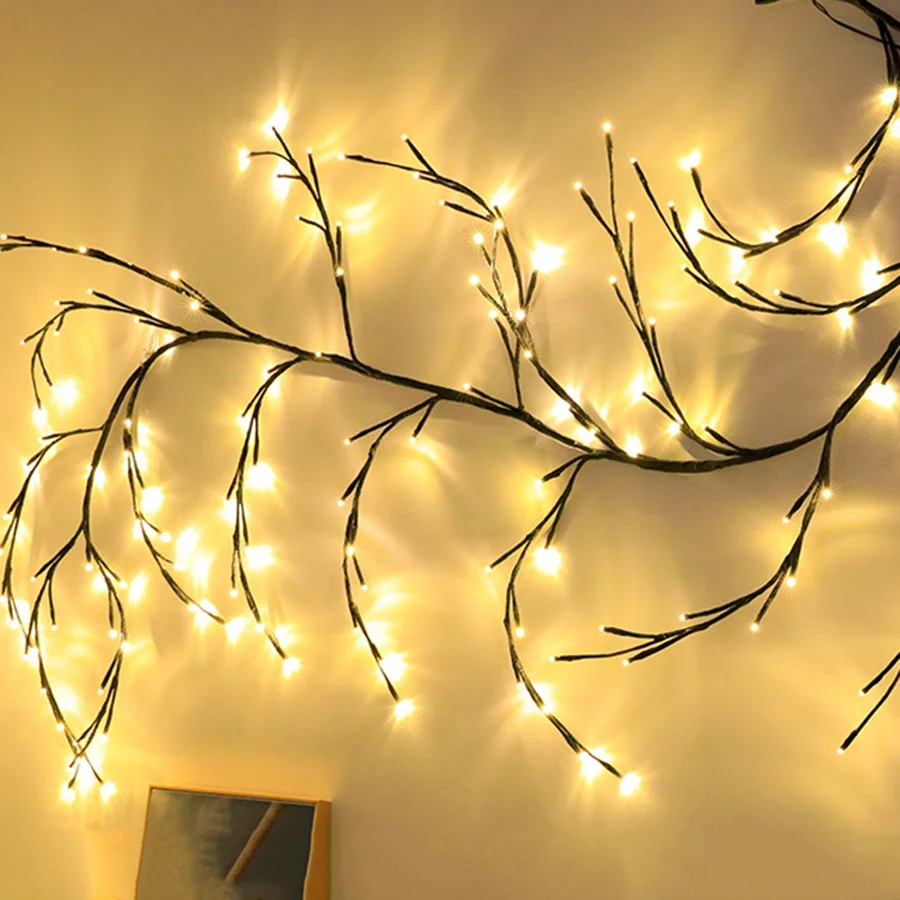 

144 Leds 7.5FT Vines With Light Christmas Garland Light Bedroom Wall Flexible DIY Willow Vine Branch Light Wedding Party Decor