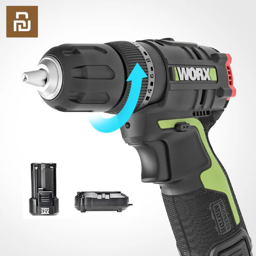 Электродрель Youpin WORX WU131, ударная дрель, бытовая аккумуляторная 3 в 1, электроинструменты для батареи Makita