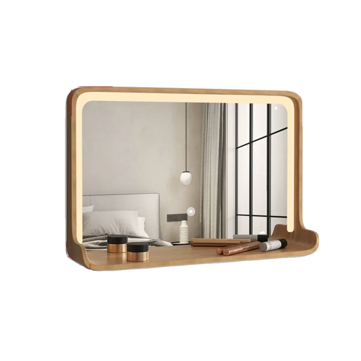 Зеркало для макияжа из массива дерева настенный комод светодиодный туалет