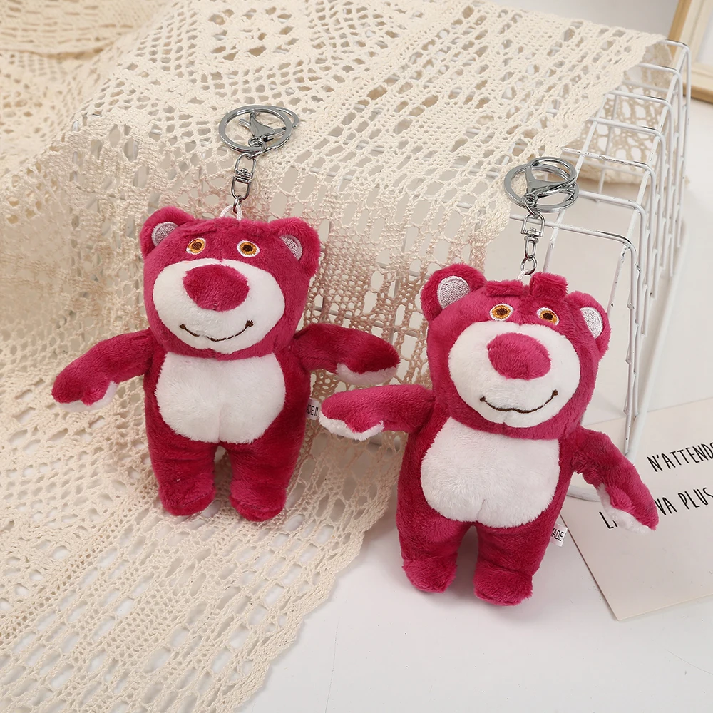 

Disney Toy Story Lotso Strawberry Bear Plush Keychains Cartoon Stuffed Keychain Pendant Kawaii Backpack Ornaments Girl Toy Gift