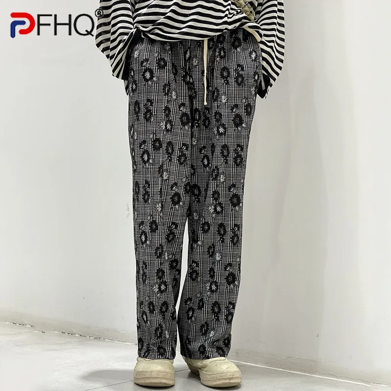 

PFHQ High Quality Straight Embroidery Flower Decorate Men's Casual Pants Kintted Sweatpants Stylish Elegant Design Trousers 2023