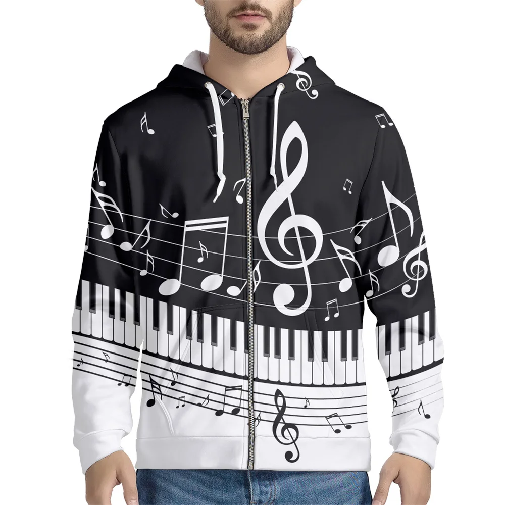 

Толстовка мужская оверсайз с 3D музыкальным принтом, повседневный свитшот, пуловер на молнии, свитшот с длинным рукавом
