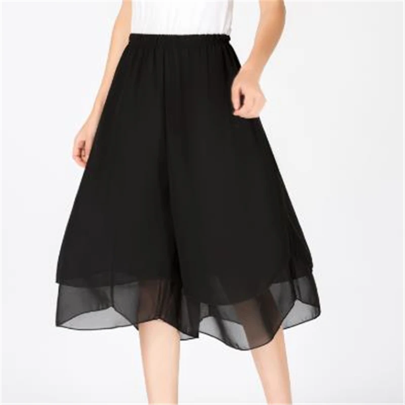 

Woman Hot Sale Loose Ankle-length Pants Female Summer Thin Straight Trousers Wide Leg Pants Capris Chiffon Skirts Falda Jupe