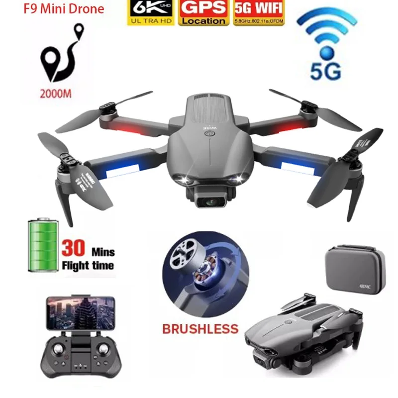 

New F9 GPS Mini Drone 5G Professional Aerial Photography RC Helicopter 6K Dual HD Camera Brushless Motor Foldable Quadcopter Toy