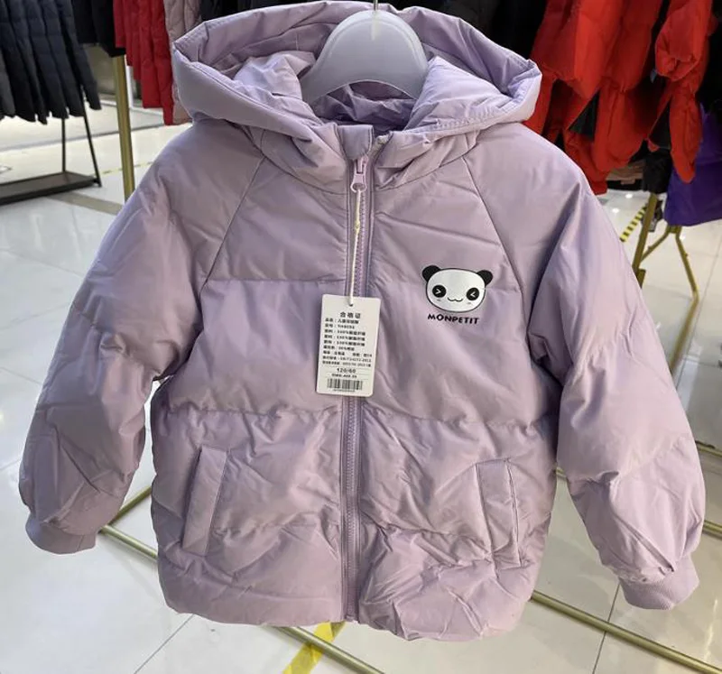 

2023 Winter New Children's Hooded Down jacket Thick Kids Baby Boy Girl Cartoon Panda Parker Coat 2-7Y
