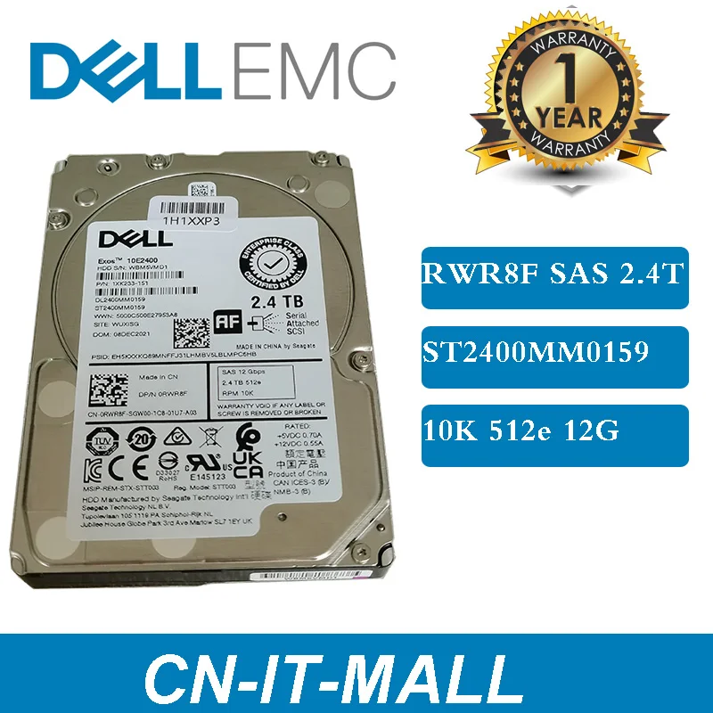 

NEW Dell 2.5 ST2400MM0159 0RWR8F RWR8F 2.4TB 10K SAS 12Gbps 512e 2.4T HDD Server Hard Drive