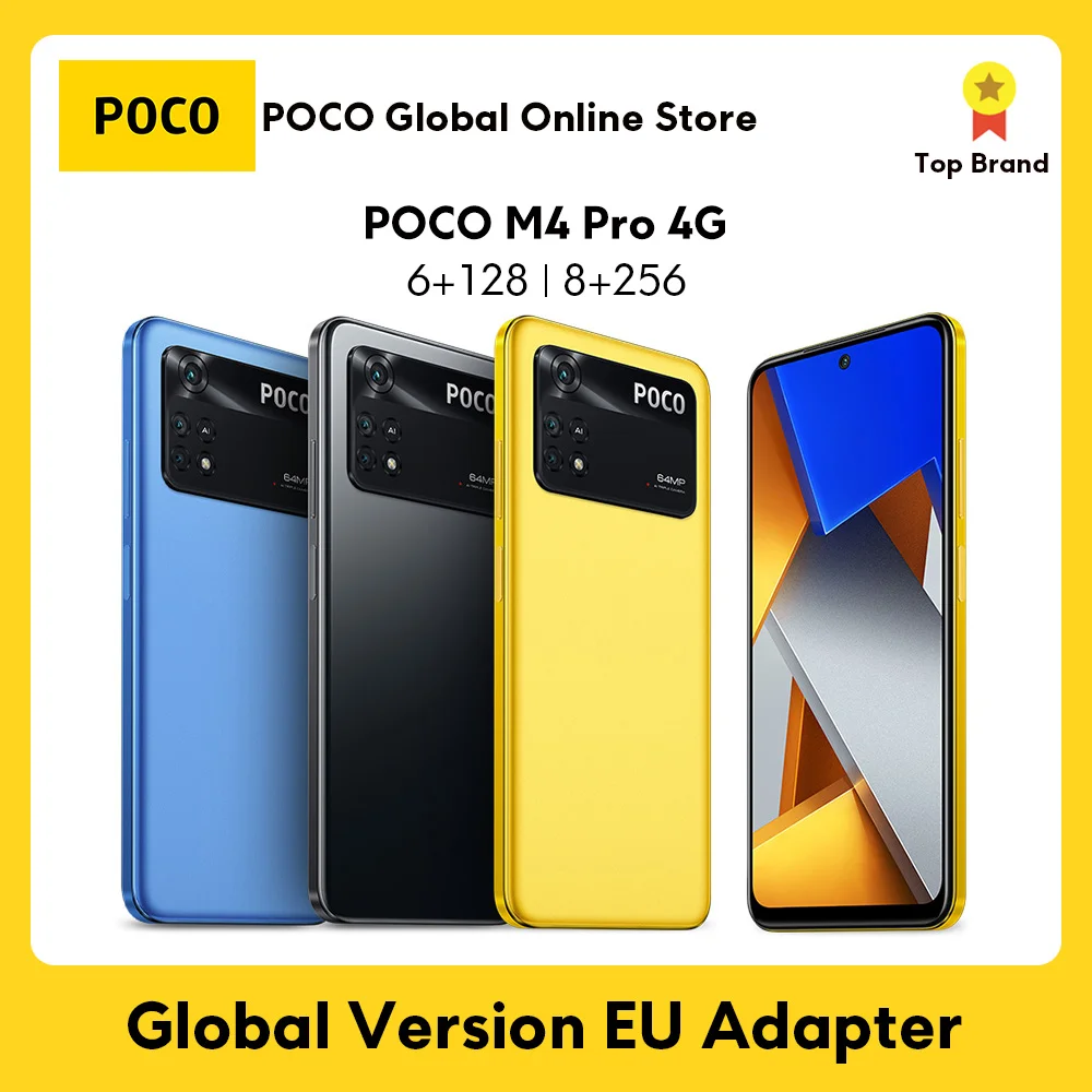 Global Version POCO M4 Pro 4G Smartphone 6GB 128GB/ 8GB 256GB NFC Helio G96 Octa Core 33W Pro 64MP Camera 90Hz AMOLED DotDisplay