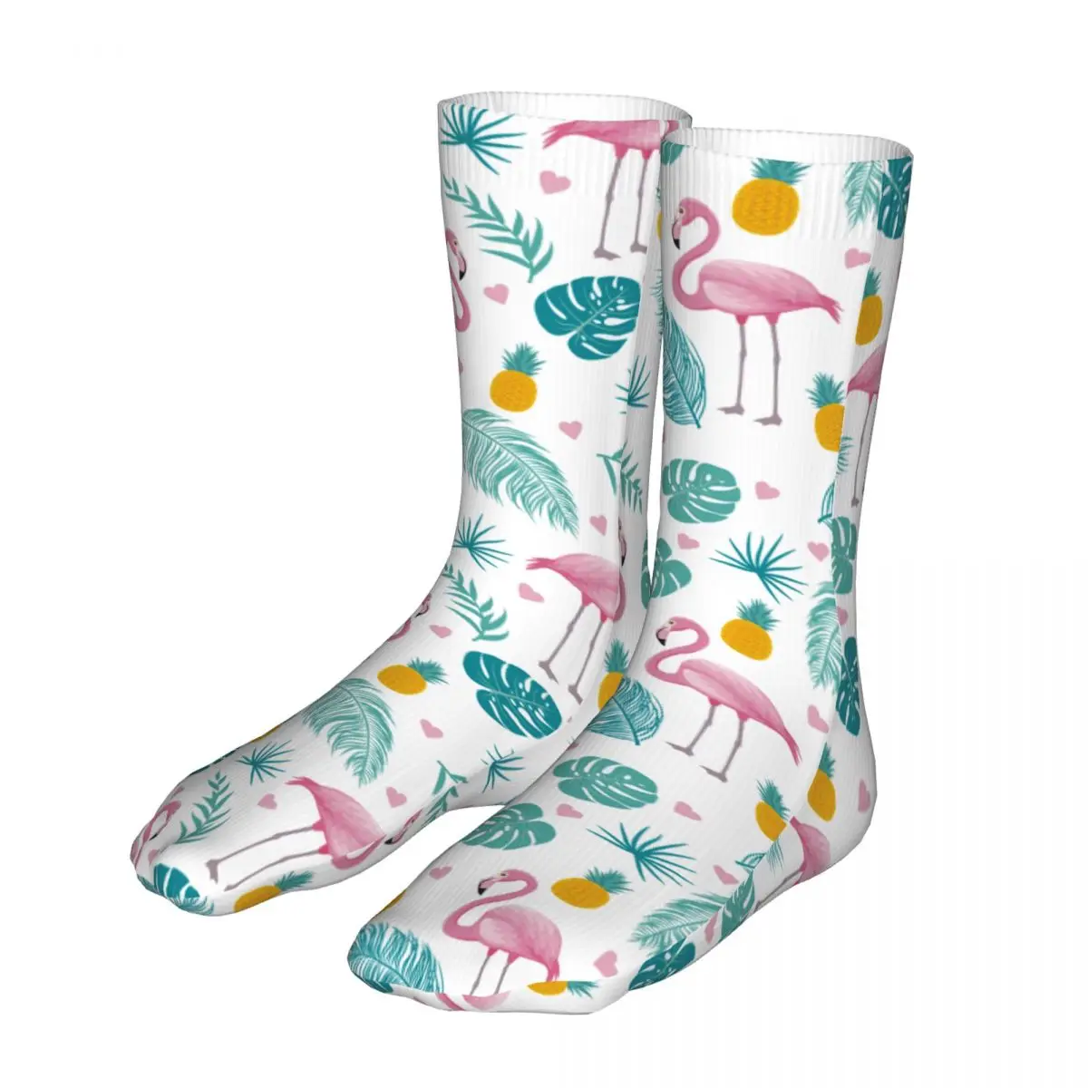 

Summer Flamingo Tropical Leaves Socks Men's Women's Polyester Casual Socks Crazy Spring Summer Autumn Winter Socks Gift