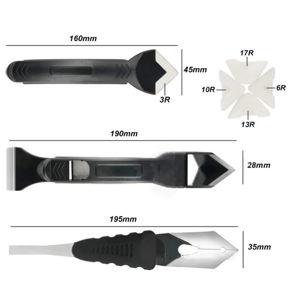 

11PCS Multi-Angle Scraper Glass Glue Plastic Scraper Remover Floor Seam Cleaner Caulking Tool Kit Silicone Sealant Grout Scraper