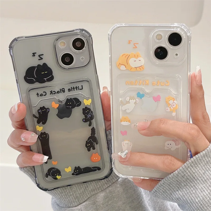 

Transparent Cute Cat Bag Phone Case Cover for IPhone 14 Plus 11 12 13 14 Pro Max Shockproof Cases for IPhone 14 Case