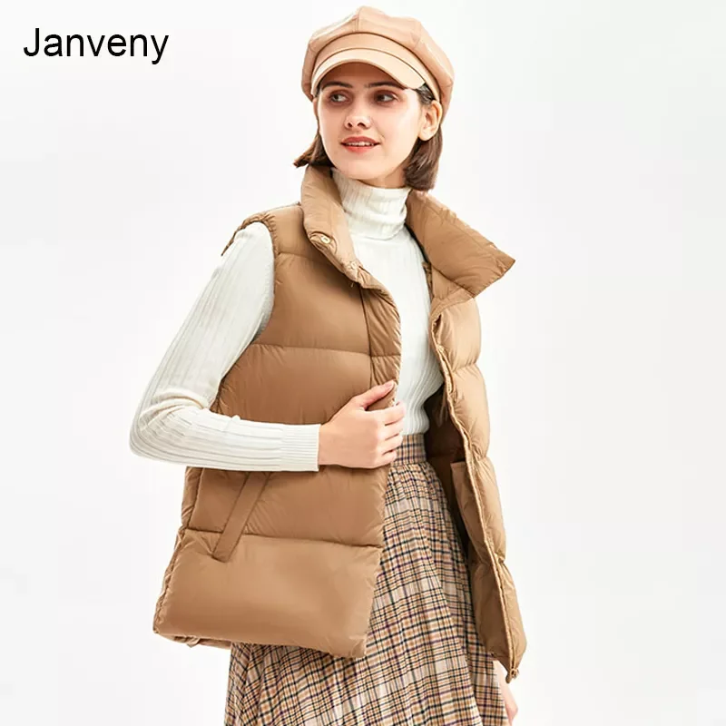 

2022NEW Winter Down Vest Women Short Sleeveless Gilets Jacket Ultra Light 90% Duck Down Waistcoat Female Puffer Feather Coat