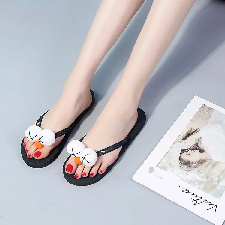 

2022 Summer Womens Slippers Couple Sandals Beach Slides Cartoon Bear Flip Flops Men's Thick Sole Indoor Bathroom Anti-slip Shoes