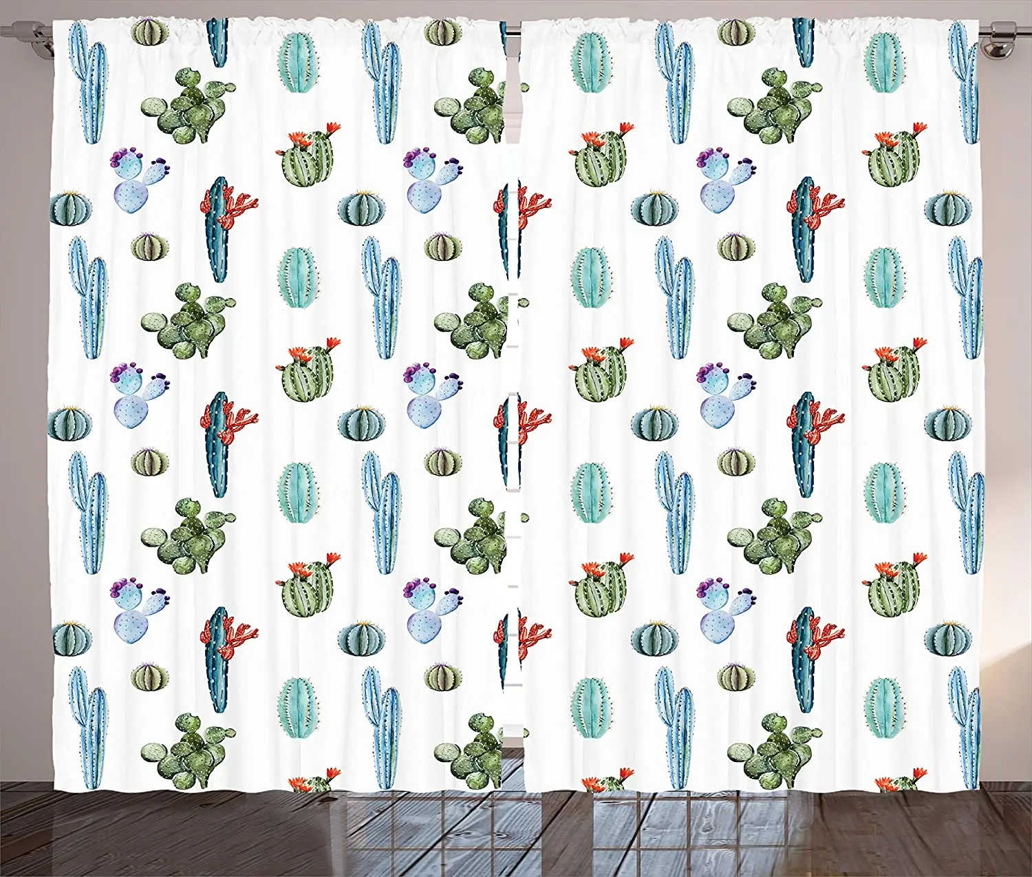 

Cactus Blackout Curtains Watercolor Cactus Plant Image Desert Hot Mexican Souh Nature Floral Print Window Curtain