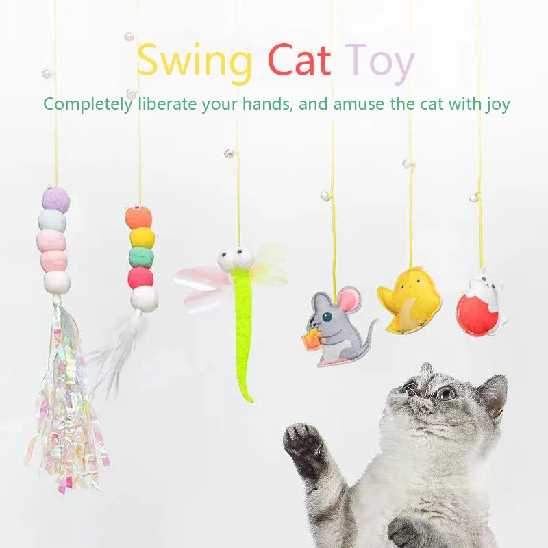 Имитация гусеницы, игрушка для кошек, веревка для кошек, качели, забавная интерактивная игрушка, выдвижная подвесная дверь, товары для домаш...