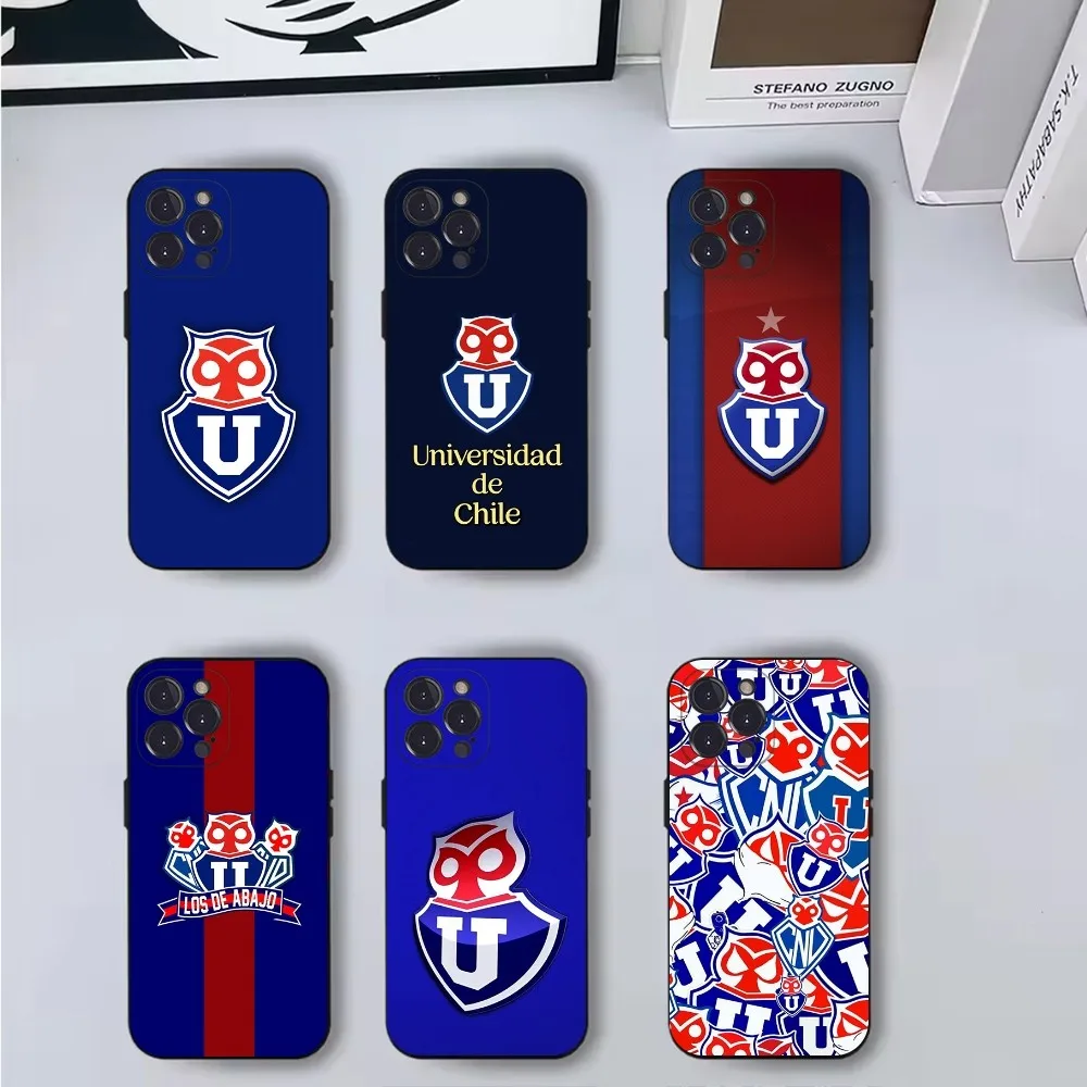 Чехол для телефона с логотипом Chile U-University iPhone 16 15 14 13 12 11 Pro X XS Max XR Plus Mini Soft Black Cover