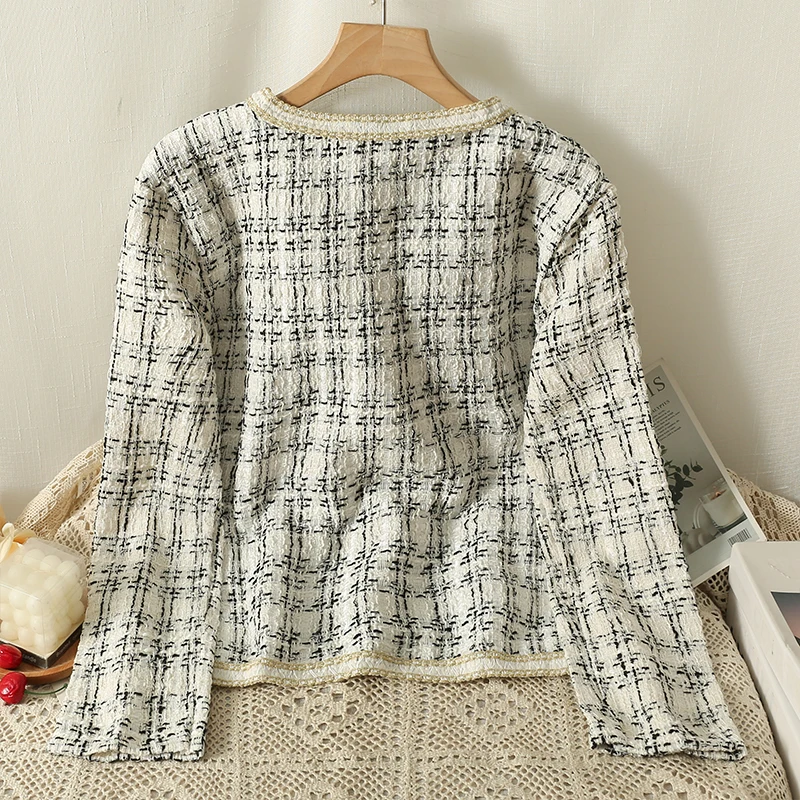 Блейзер Женский клетчатый на пуговицах с длинным рукавом осень 2023