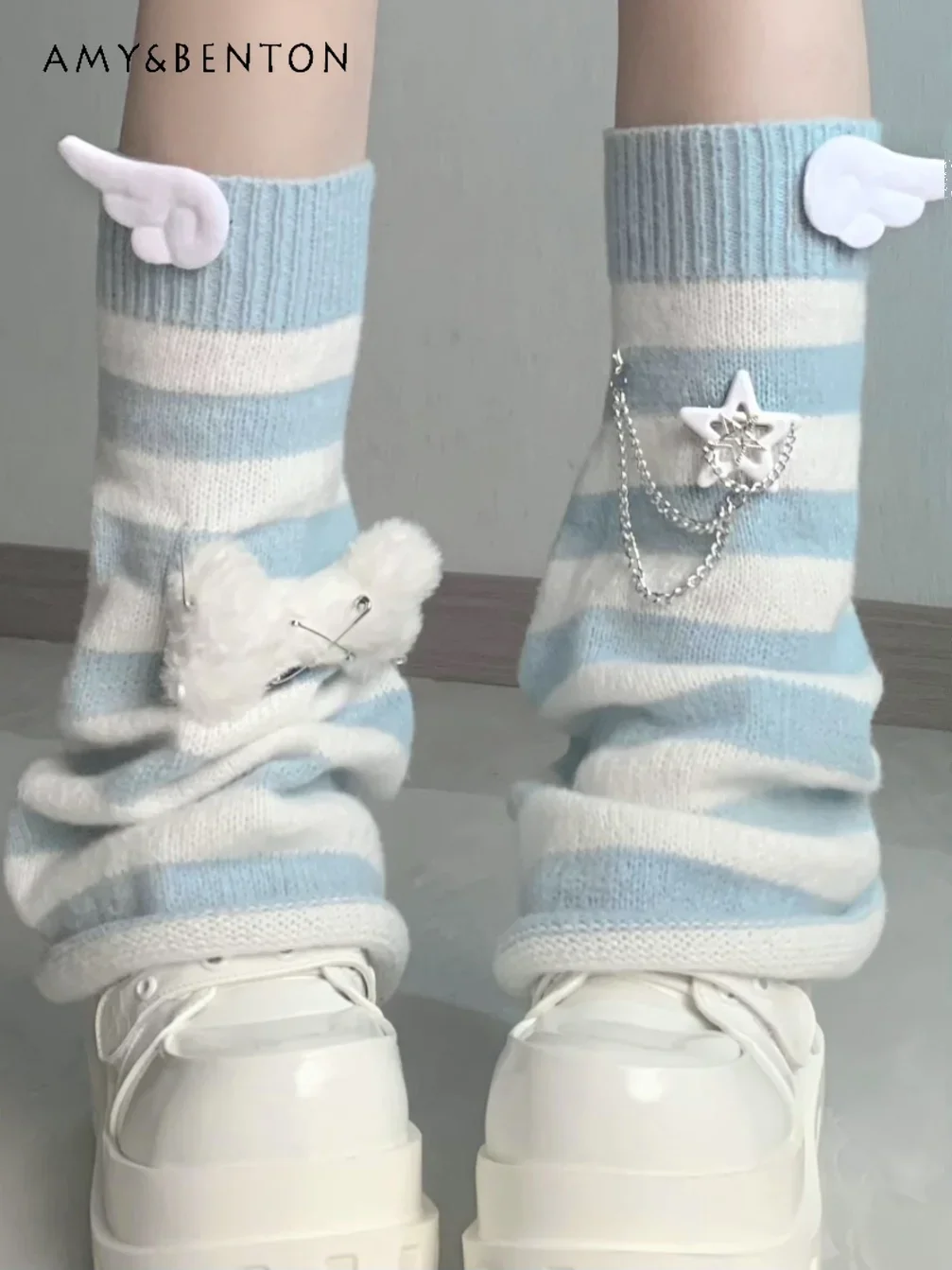 Оригинальные субкультуры акварельные полосатые гетры с рогами японские Harajuku