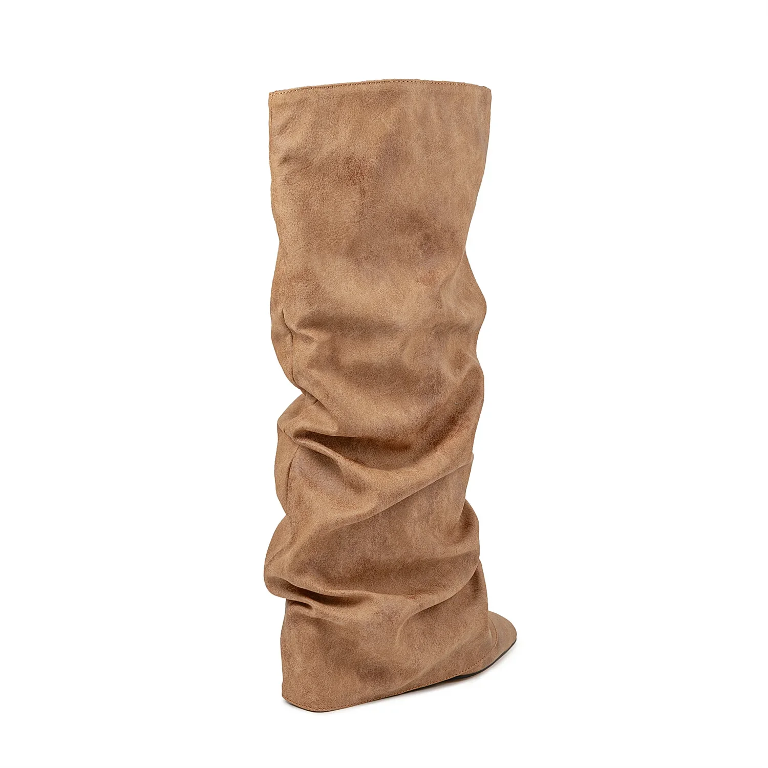 Женские Плиссированные сапоги до колена в европейском и американском стиле