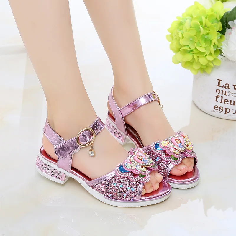 

Disney children's shoes girls sandals fashion frozen rhinestone shoes summer new style Korean soft bottom Sophia princess shoes