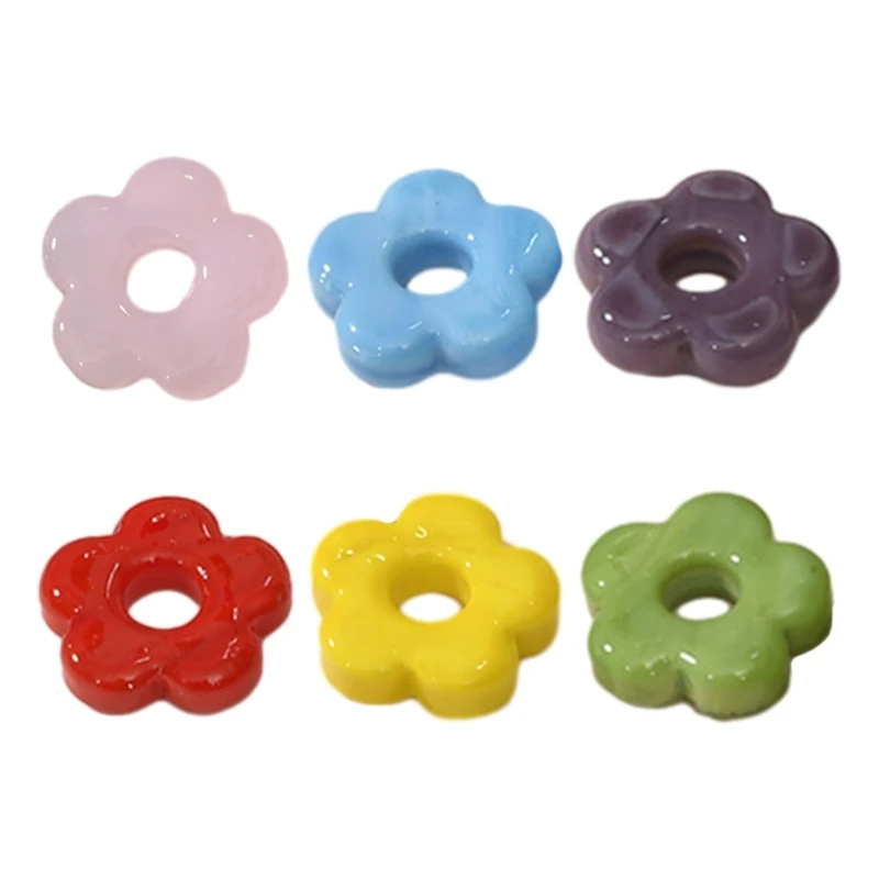 

MXME DIY Jewelry Making Supply Five-Petal Glass Flower Beads Hollowed-Out Connectors