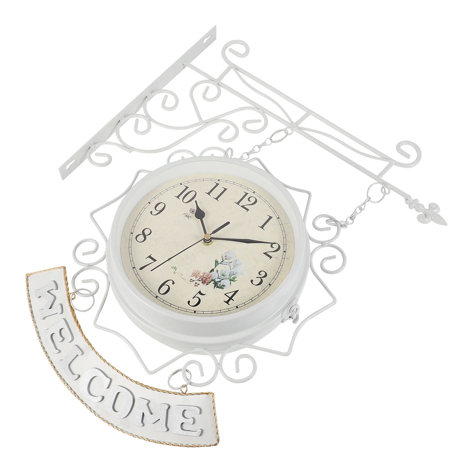 

1Pc Double-side Wall Clock Ironwork Clock Ornament Household Furnishing Clock
