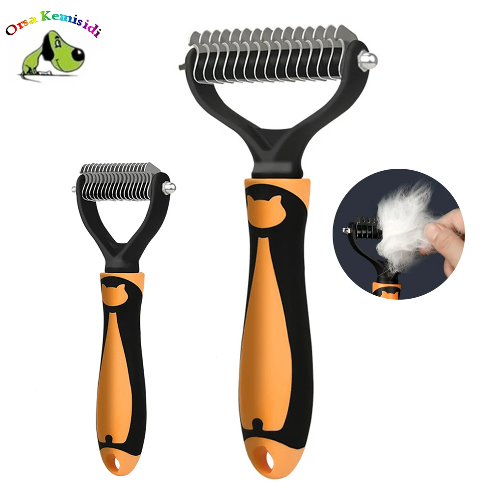 

Pet Grooming Brush Double Sided Shedding and Dematting Undercoat Fur Rake Comb for Dogs Cats Puppy Kitten Hair Remover Combs