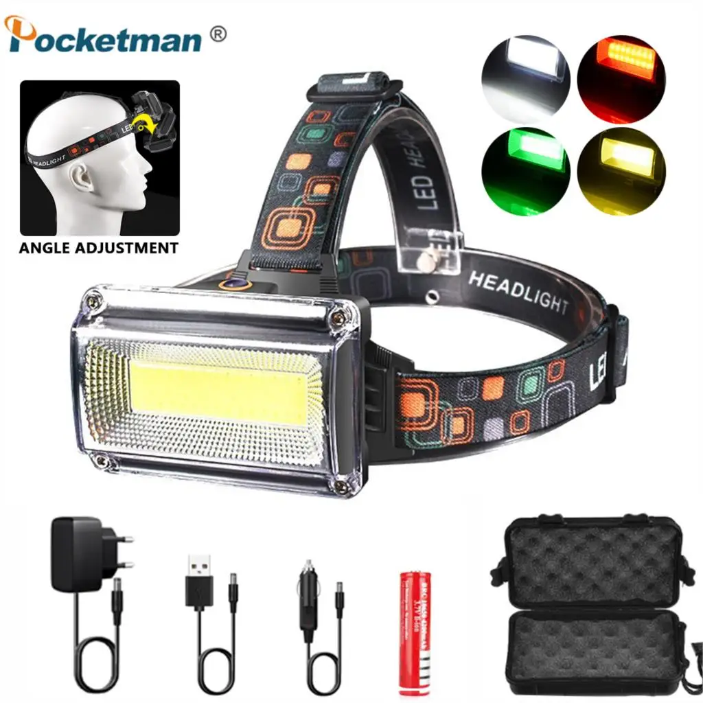 

Super Bright COB LED Headlamp 18650 Rechargeable Long Range Lighting Headlight Waterproof Head Lamp for Camping Emergency