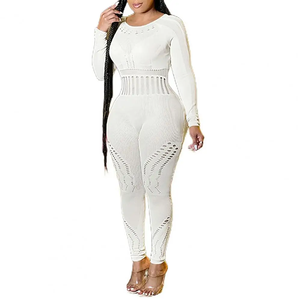 

Summer Jumpsuit Friendly to Skin See-through Polyester Sexy Perspective Hollow Jumpsuit Lady Romper Women Jumpsuit Dress Up