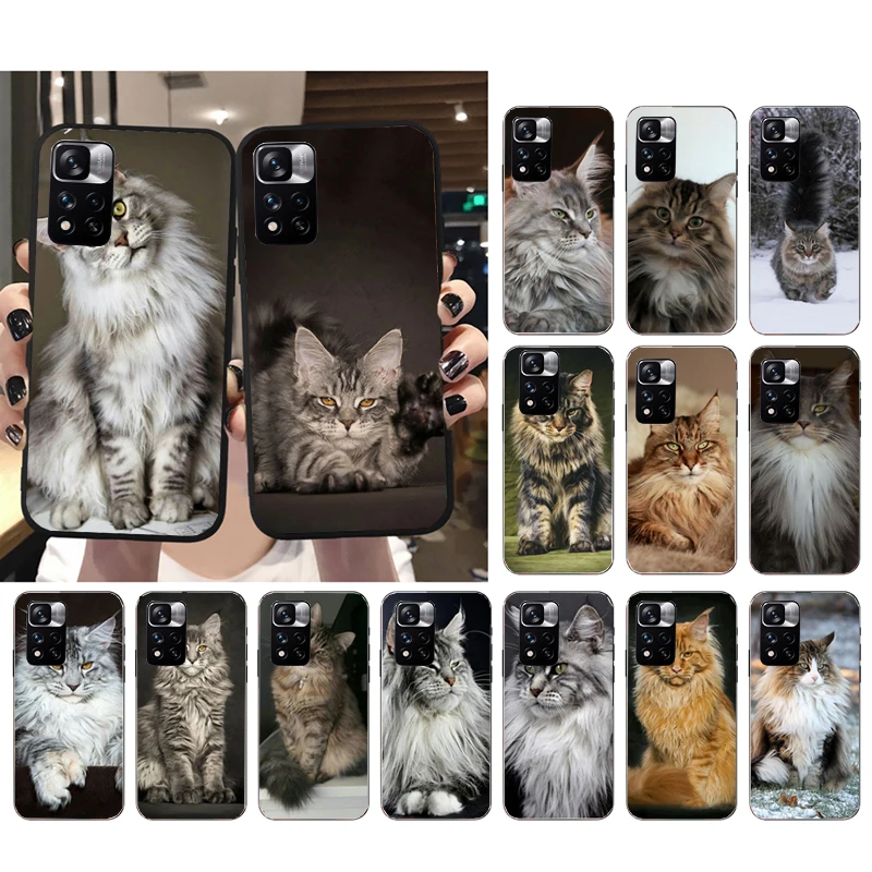 

Phone Case For Xiaomi Redmi Note 12Pro 11 11S 11T Pro 10 9Pro Note10S Redmi 10 9 10C 9C Maine Coon Cat
