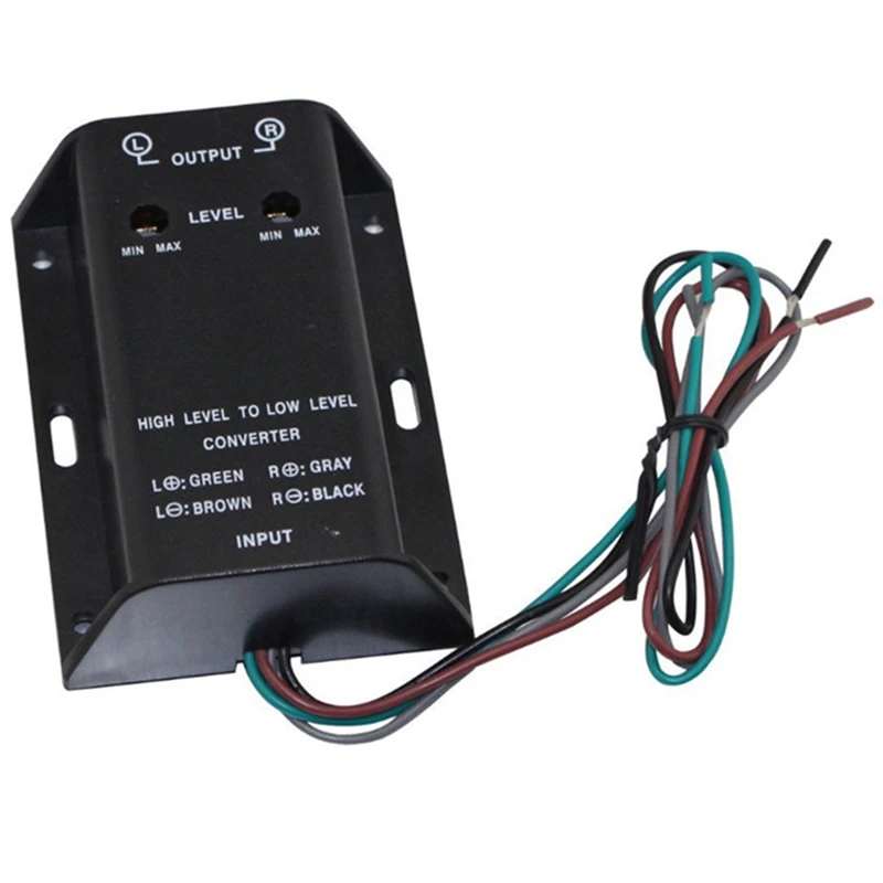 

High To Low Line Level Adjustable Adapter Car Speaker Converter 2 Channel Speaker To Rca Converter