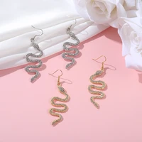 gold silver color snake drop earrings rhinestone animal pendant dangler jewelry gifts fashion women custom luxury accessories