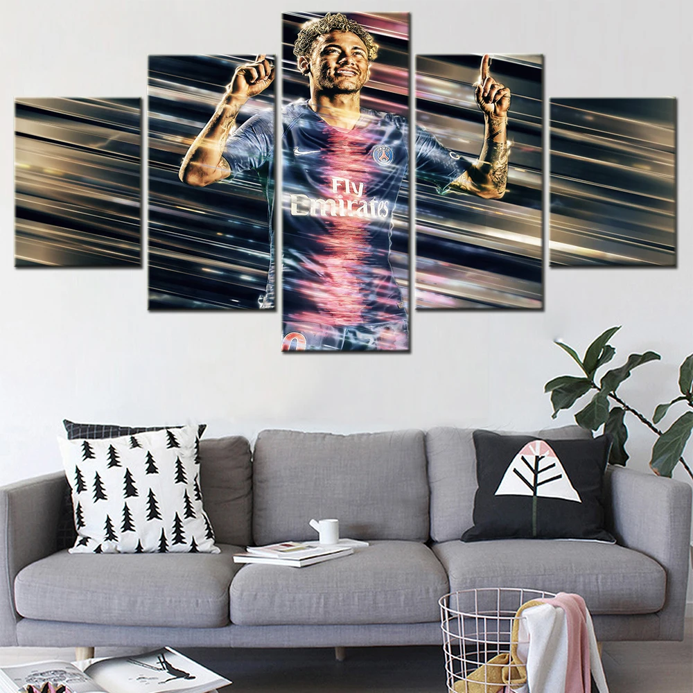 

5 Pieces Famous Football Superstar Silva Pictures Wall Art Canvas Painting For Modern Living Room Decoration Interior For Home