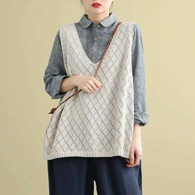 Женский свитер винтажный женский вязаный жилет новый трикотаж весенне-осенний