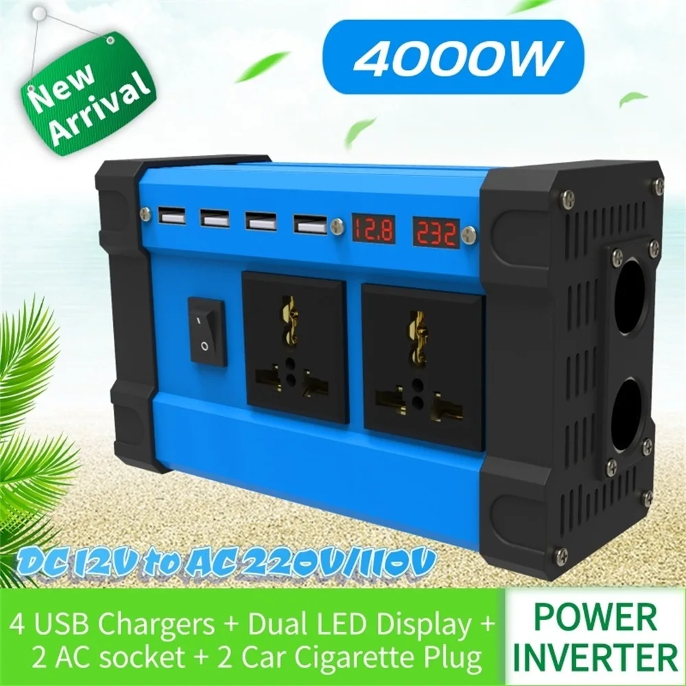 

3000W Car Power Inverter 12V 220V 110V DC To AC Solar Inversor 12 V 220V Sine Wave Convertor Auto Inverter Multi-Color Display