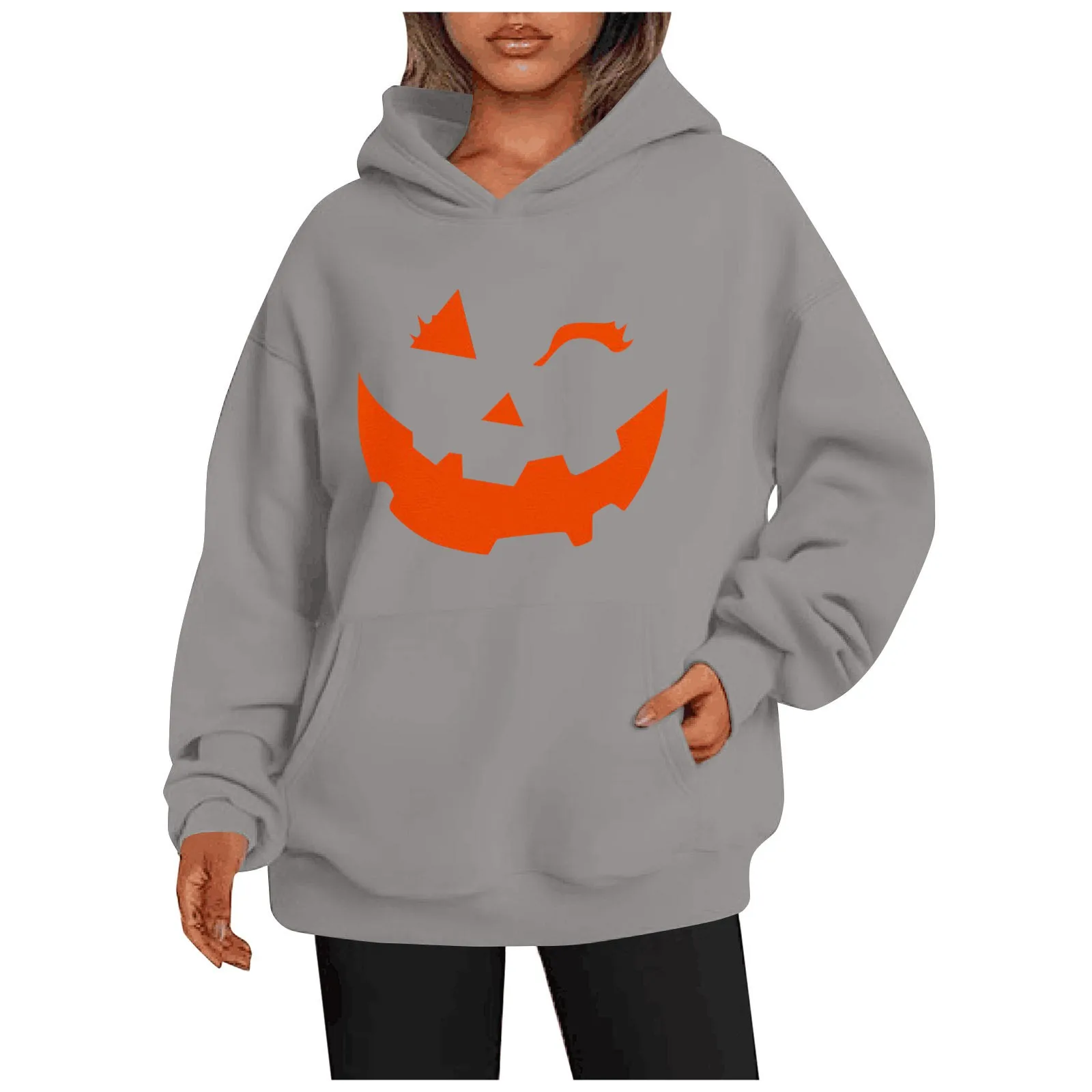 

Одежда для Хэллоуина 2023, Женский свитшот с принтом тыквы, женские толстовки, повседневные осенние пуловеры с длинным рукавом и капюшоном, толстовки