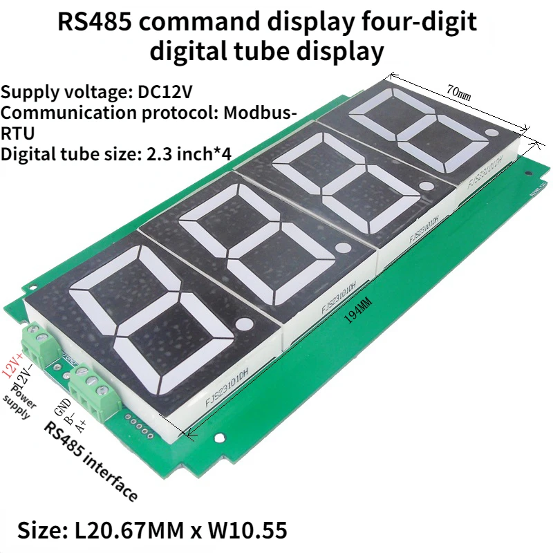 

RS485/232 Large Size 2.3-inch Four-digit Digital Tube Led Display Control Board ModbusRTU Module